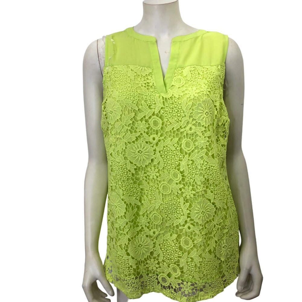 INVESTMENS FLORAL EMBROIDERED LACE SLEEVELESS TOP SM NWT